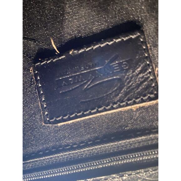 Genny Leather Shoulder Bag Black Croc Embossed Made in Italy Gold Hardware-Card - Picture 7 of 16